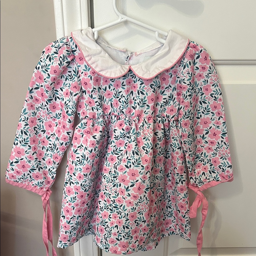 Floral Pink and White Kids Dress